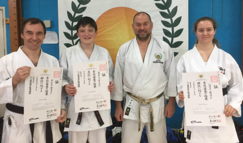 Michal, Edd and Asia with their dan certificates